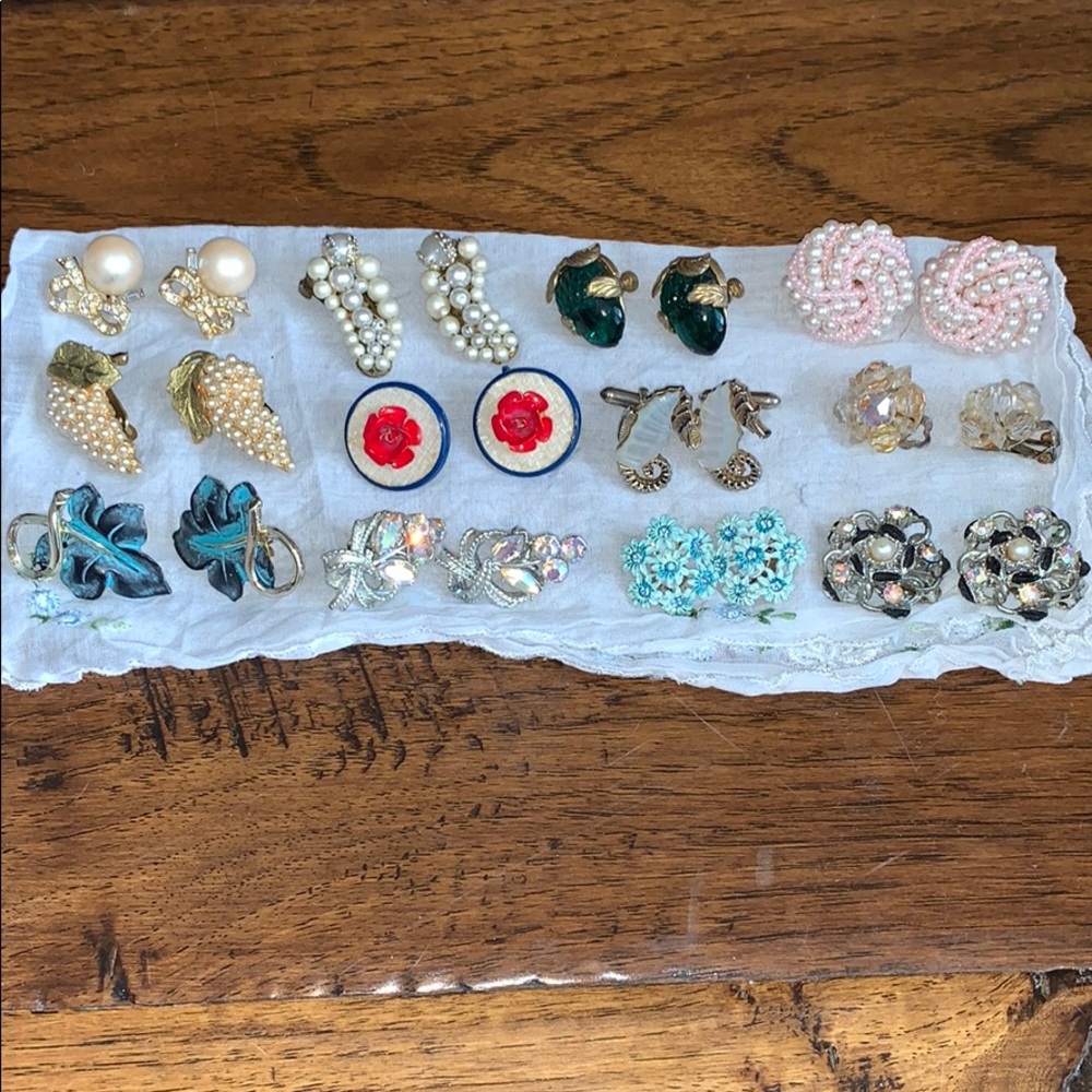 Vintage/antique clip on earrings designer lot